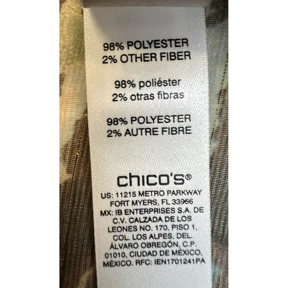 Chico's SZ 2 Open Cardigan/Coverup Sheer Georgette Blue Brown Gold Animal Print - Picture 7 of 11
